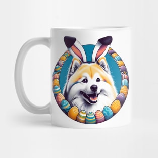 Japanese Spitz Enjoys Easter with Bunny Ears and Joyful Eggs Mug